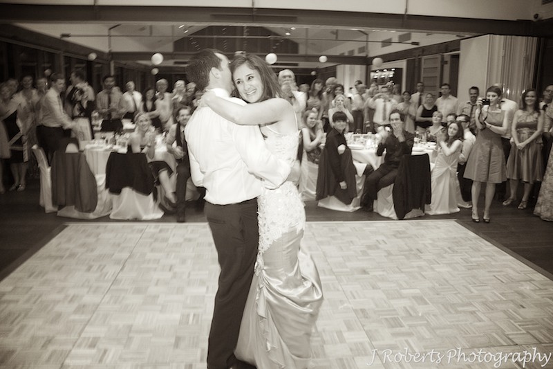 Bride and groom dancing the bridal waltz - wedding photography sydney